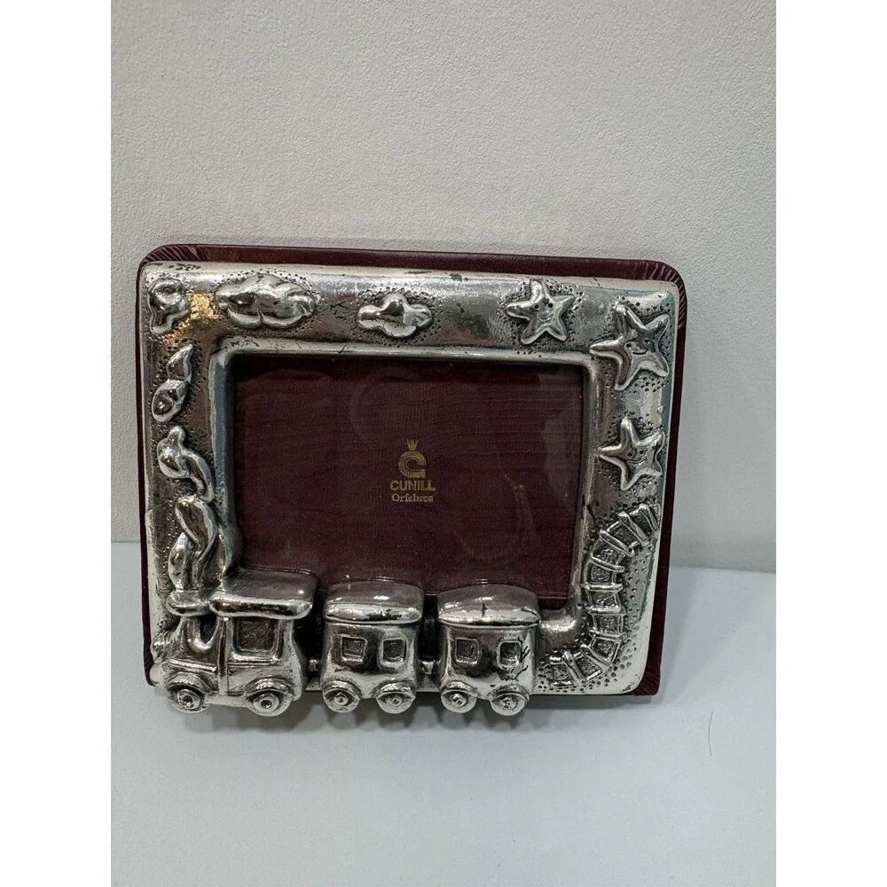 Cunill OrFebres Silver  Photo Frame Trains Stars Clouds Heavy!!! 4x6 Baby Shower